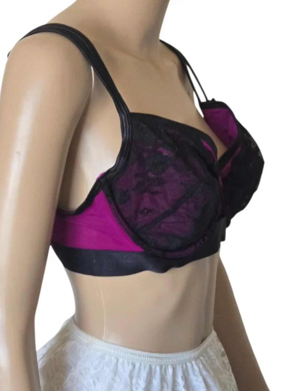 Cacique multicolor Unlined Underwire lace overlay Balconette Bra 40C - Picture 2 of 5